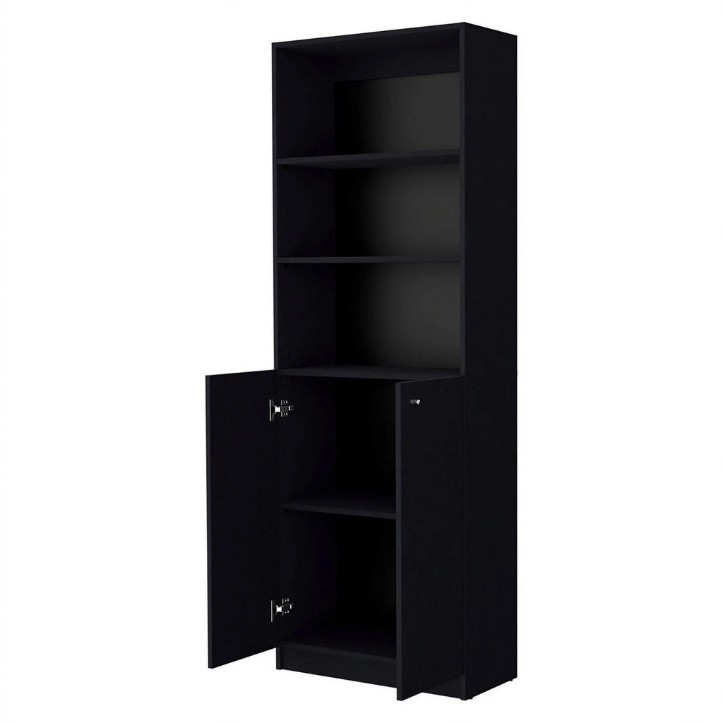 Black 2 Door Engineered Wood Bookcase Set of 2 N56840