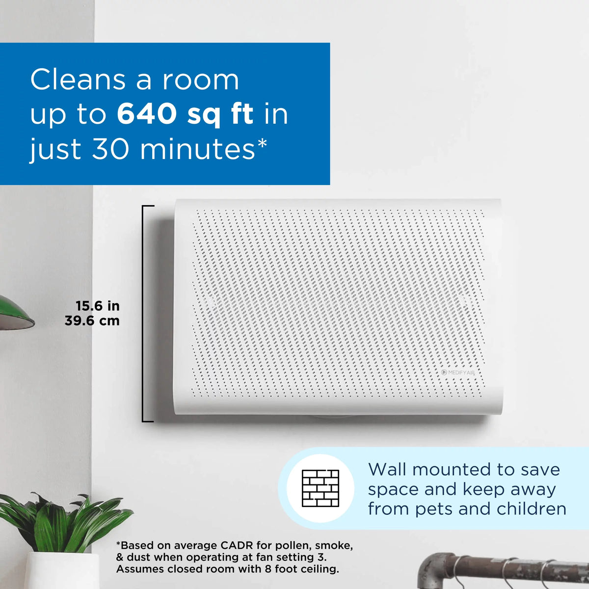 White Wall-Mounted Air Purifier with HEPA Filters Z1729