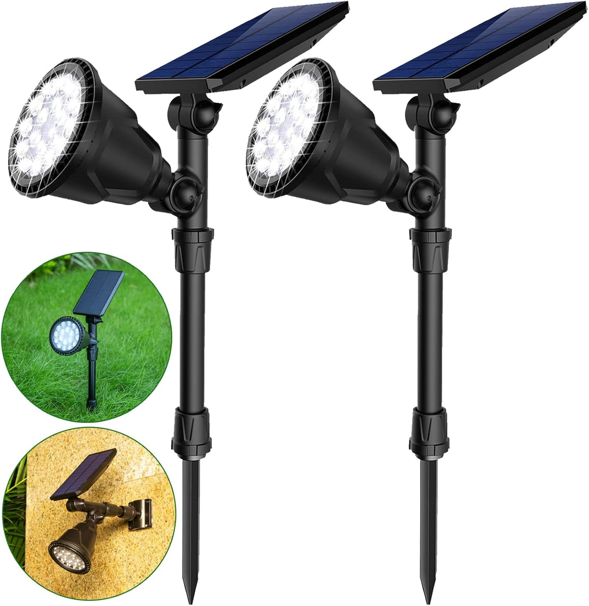 Waterproof Solar Powered Landscape Spotlights Warm White 4 Pack N5189