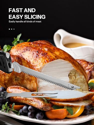Black Electric Knife Set with 2 Blades and Fork Q79682