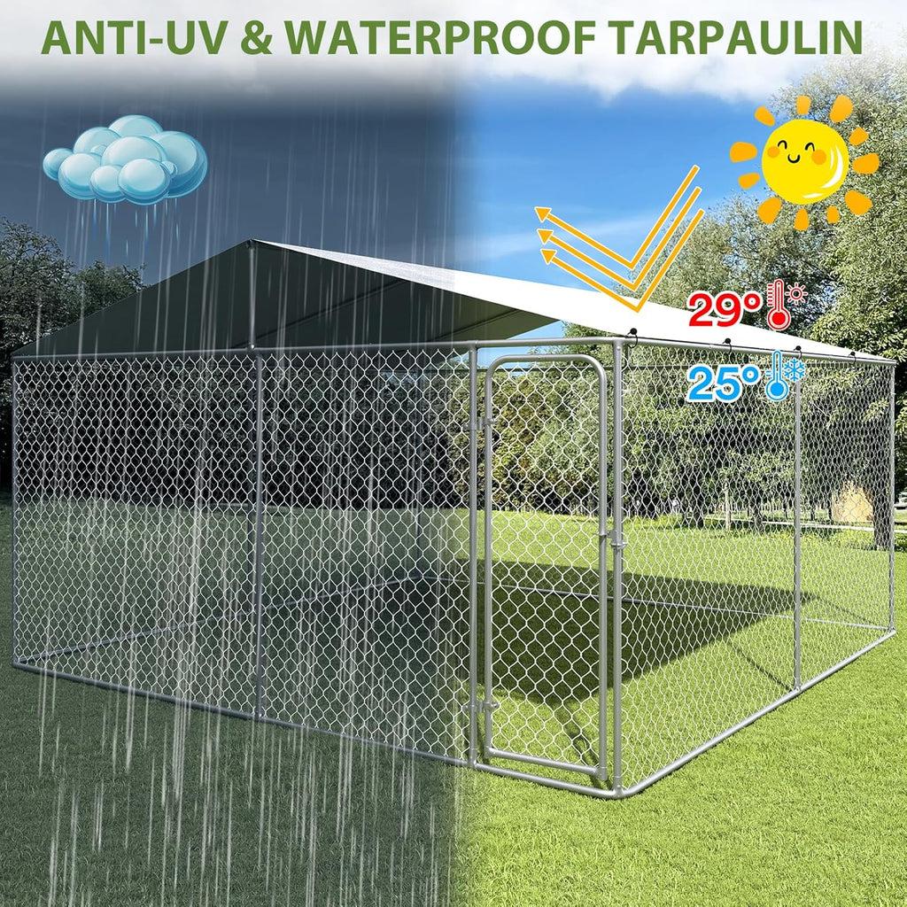 Extra Large Outdoor Dog Kennel with Roof and Lockable Door U300