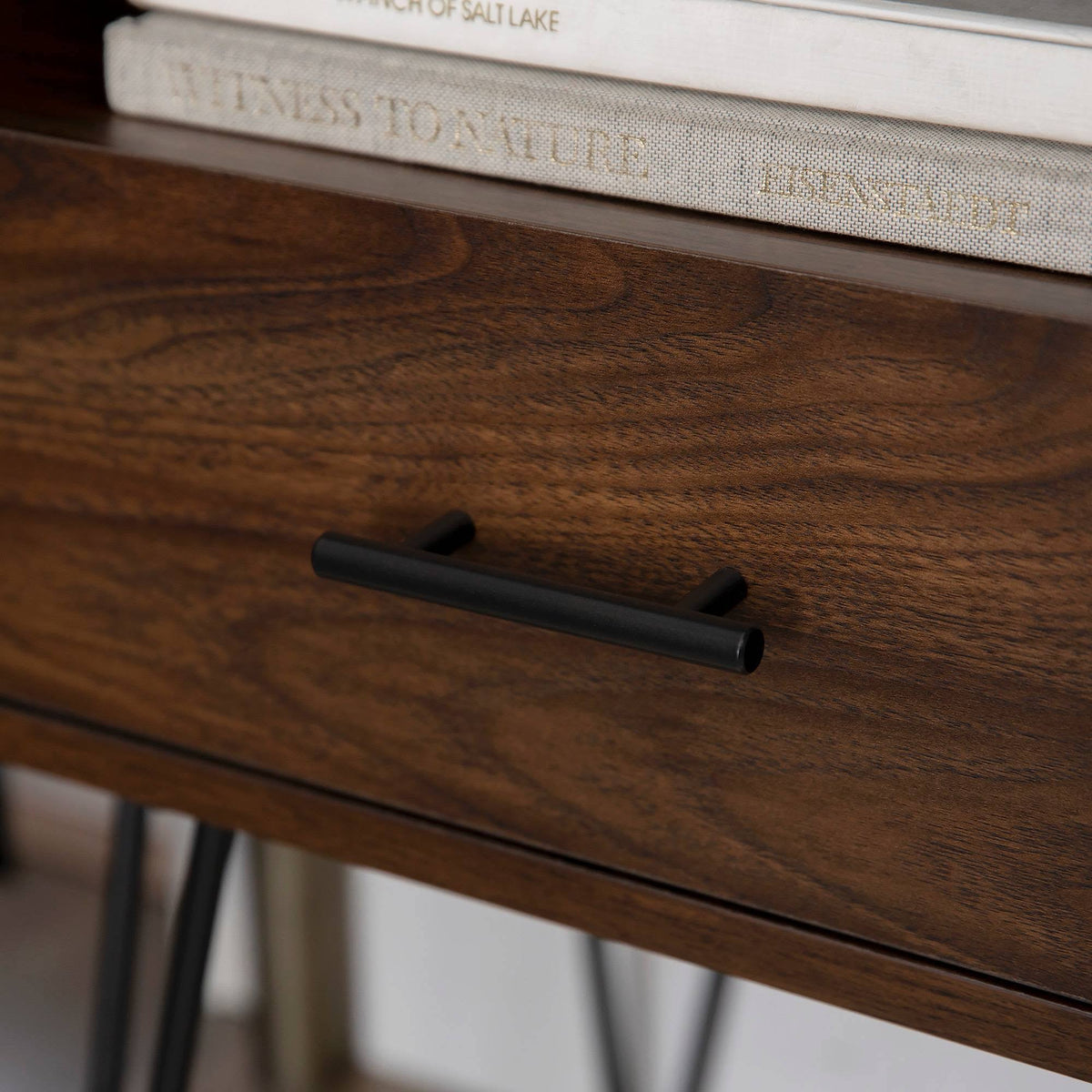 Dark Walnut Single Drawer Side Table N541