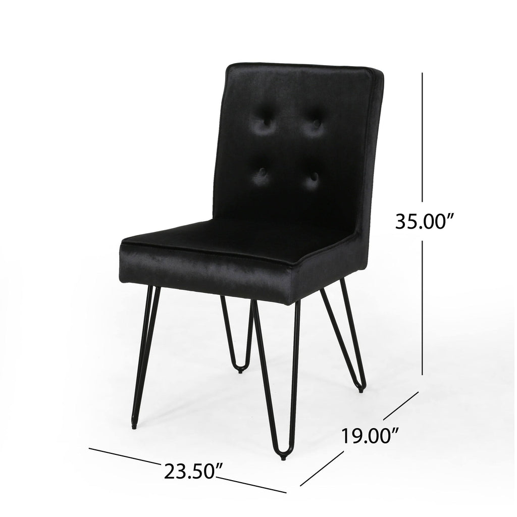 Set of 2 Tufted Velvet Dining Chairs Black I915