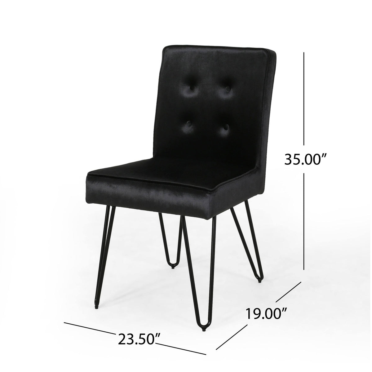 Set of 2 Tufted Velvet Dining Chairs Black I915