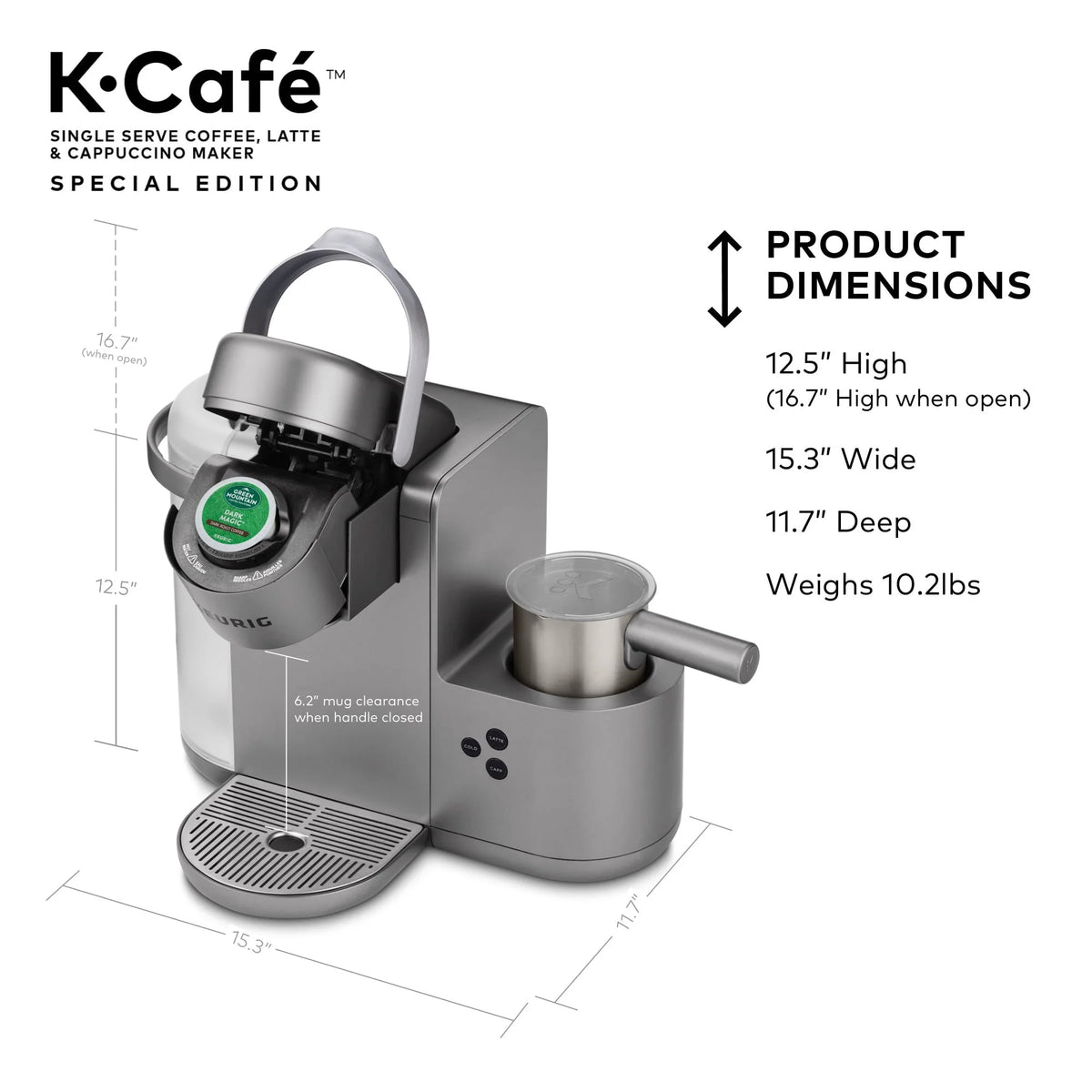 Single Serve K-Cup Pod Coffee, Latte and Cappuccino Maker, Nickel B880