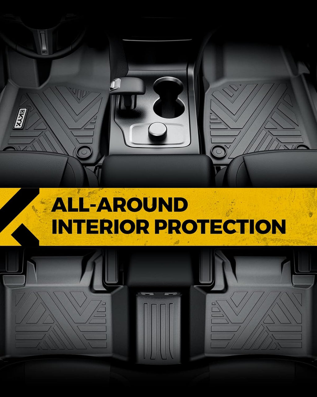 All Weather TPE Black Car Floor Mats Front & 2nd Row V139503