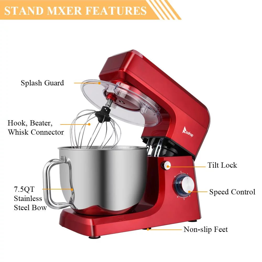 Red 7.5Quart Stainless Steel Bowl Electric Mixer N27764