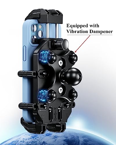 Motorcycle Phone Holder with Vibration Dampener & High-Speed Secure Lock for 5.4''-7.2'' Smartphones C4558