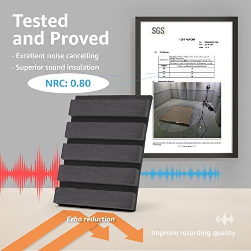 4-Piece Wood Slat Acoustic Panels, Matte Black L516526