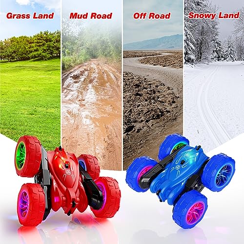 Fast Direct Charging Remote Control Car with LED Lights, 4WD All Terrain RC Stunt Toys N5380