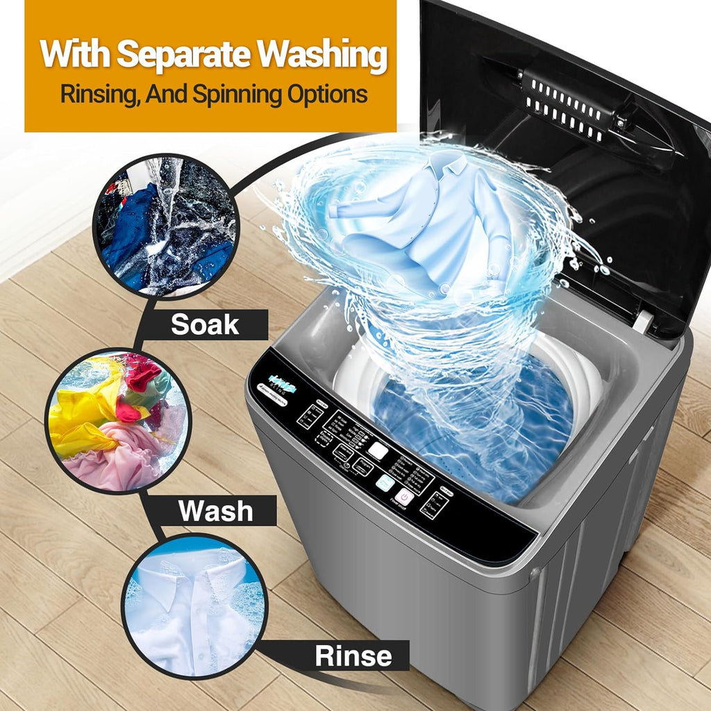 Grey Portable Compact Washing Machine with Led Display F869