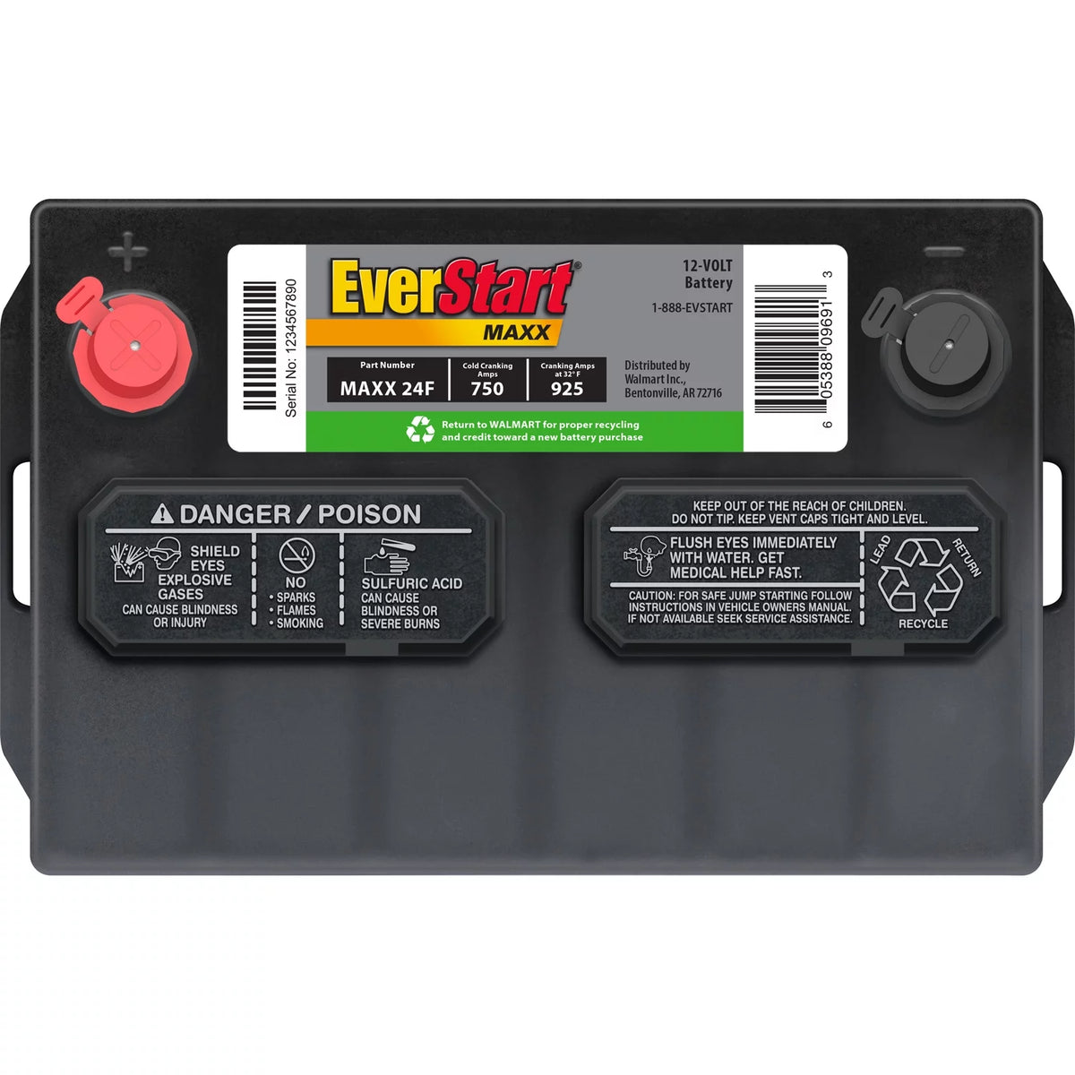 Group Size 24F 12 Volt 750 CCA Lead Acid Automotive Battery U328064