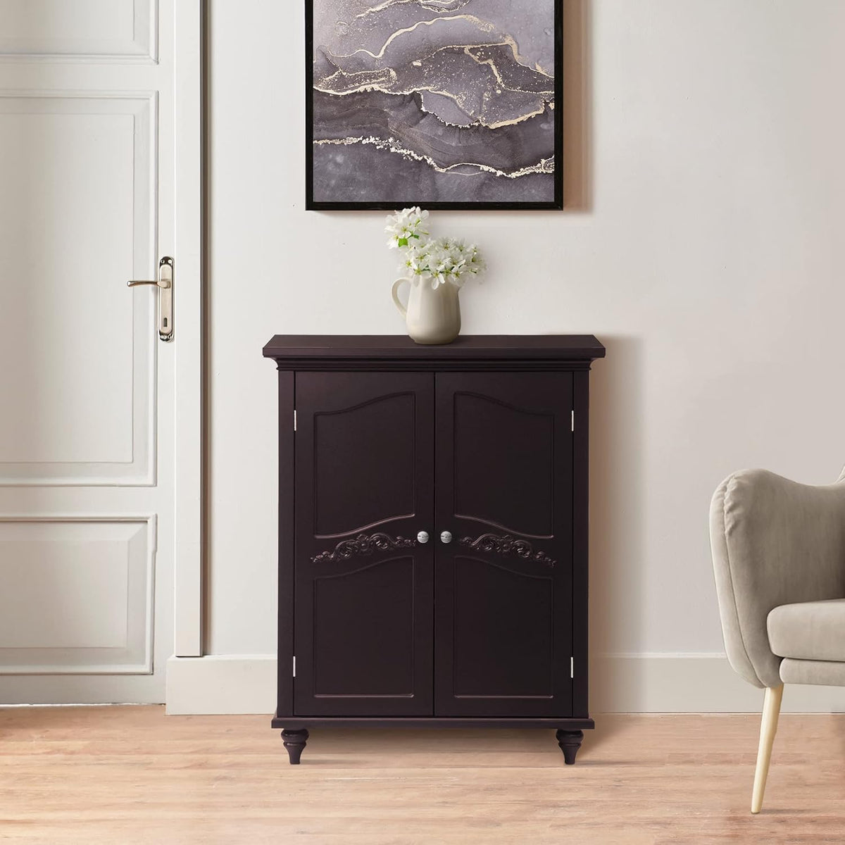 Freestanding Floor Cabinet with 2 Doors and 2 Adjustable Shelves M62913