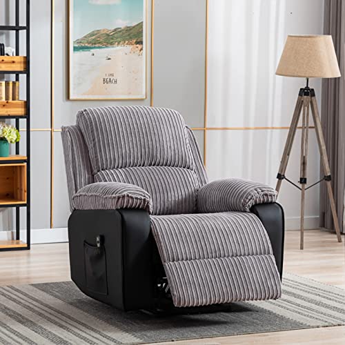 Brown Power Recliner Chair with Remote Control and Side Pockets D673