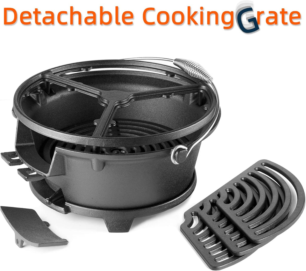 Pre-Seasoned Cast Iron Portable Charcoal Grill Q285