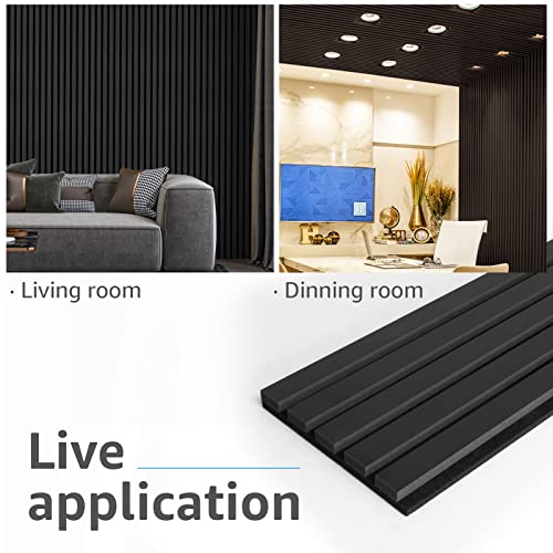 4-Piece Wood Slat Acoustic Panels, Matte Black L516526