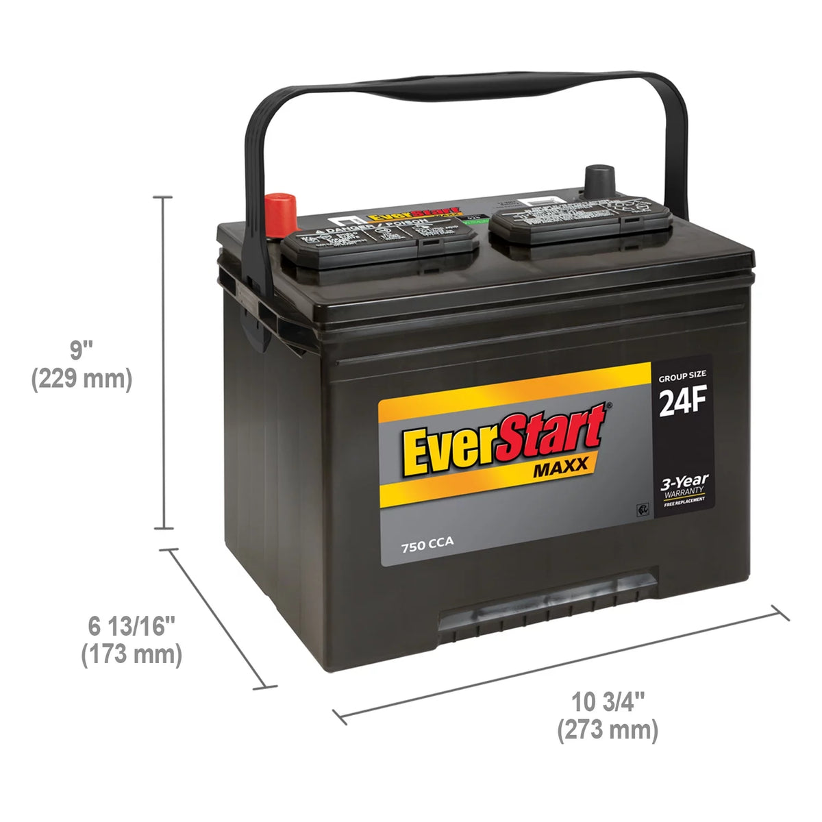 Group Size 24F 12 Volt 750 CCA Lead Acid Automotive Battery U328064
