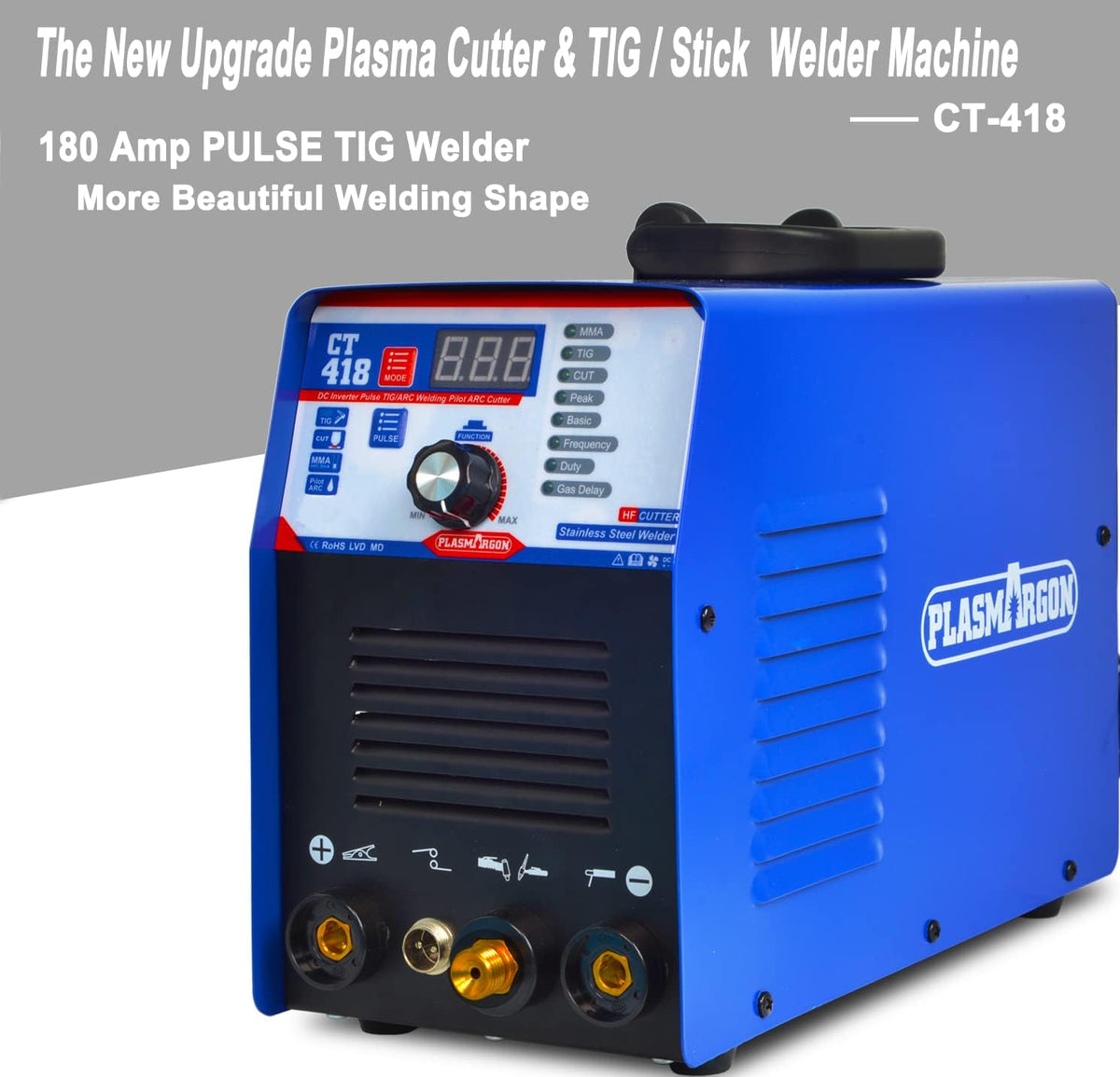 3 in 1 Plasma Cutter TIG Stick Welder, 180A Pulse TIG/Arc Welding, 40A Plasma Cutting, 110/220V Dual Voltage J801