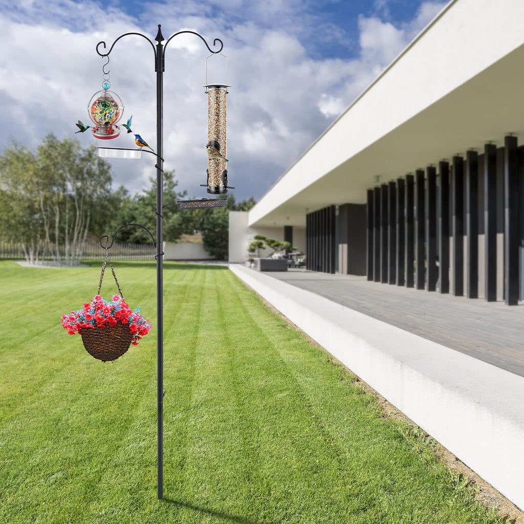 Black 77" Bird Feeder Pole with 5 Prong Base P459888