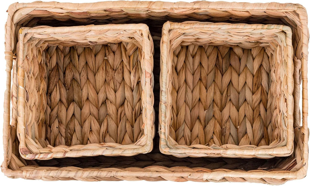 Woven Natural Water Hyacinth Organizational Basket Set of 3 Q960039
