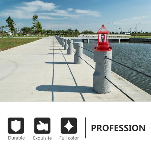 Red Solar Powered Rotating Lighthouse Lamp E95471