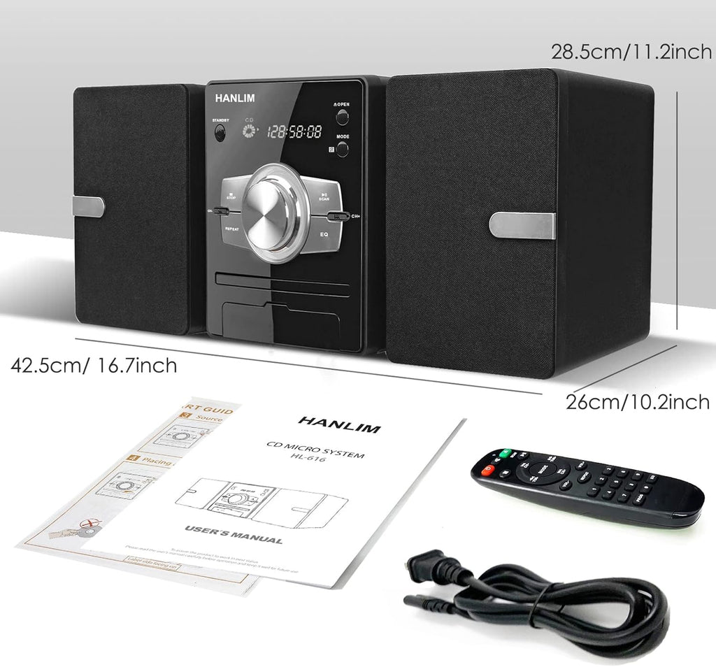 Stereo System with FM Radio, CD Player, USB, Aux-in, Remote Control B4690