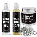 Cast Iron Soap & Conditioning Oil & Stainless Scrubber W556