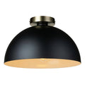 Matte Black 1-Light Semi-Flush Mount with Gold Accent W549