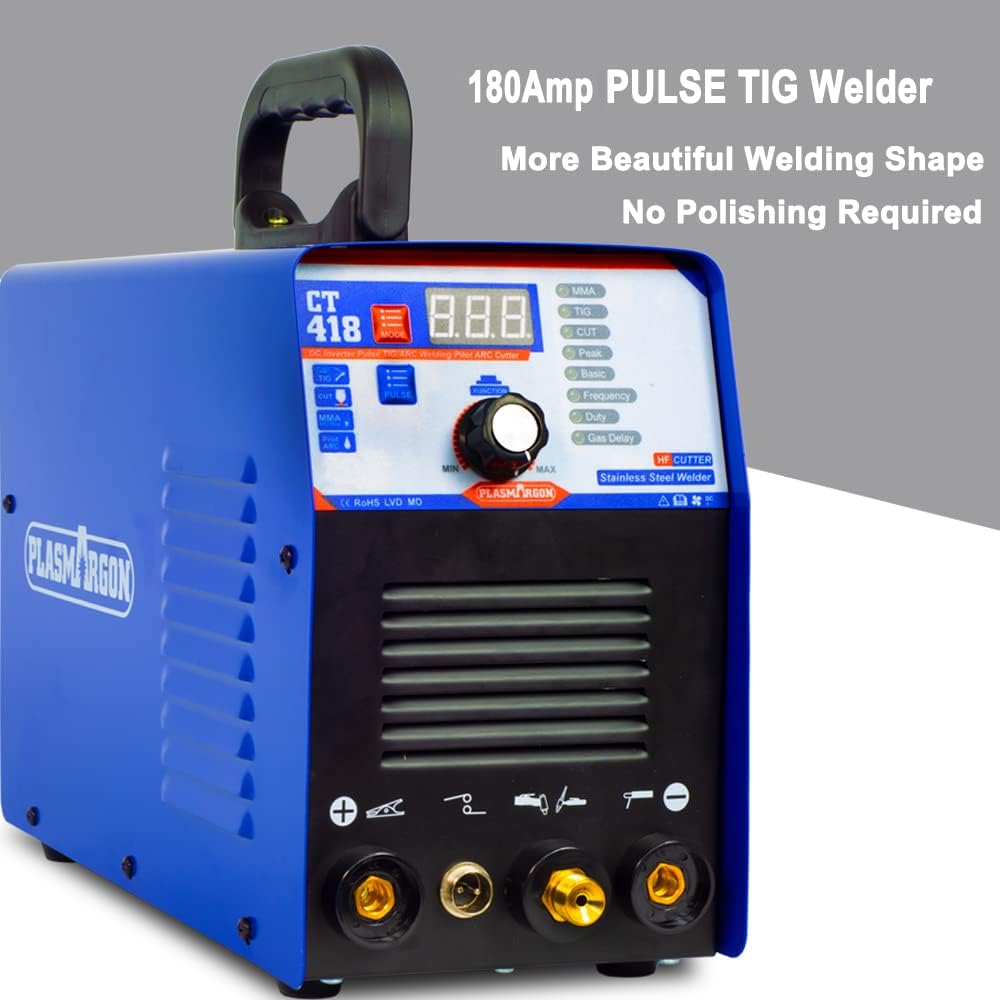 3 in 1 Plasma Cutter TIG Stick Welder, 180A Pulse TIG/Arc Welding, 40A Plasma Cutting, 110/220V Dual Voltage J801