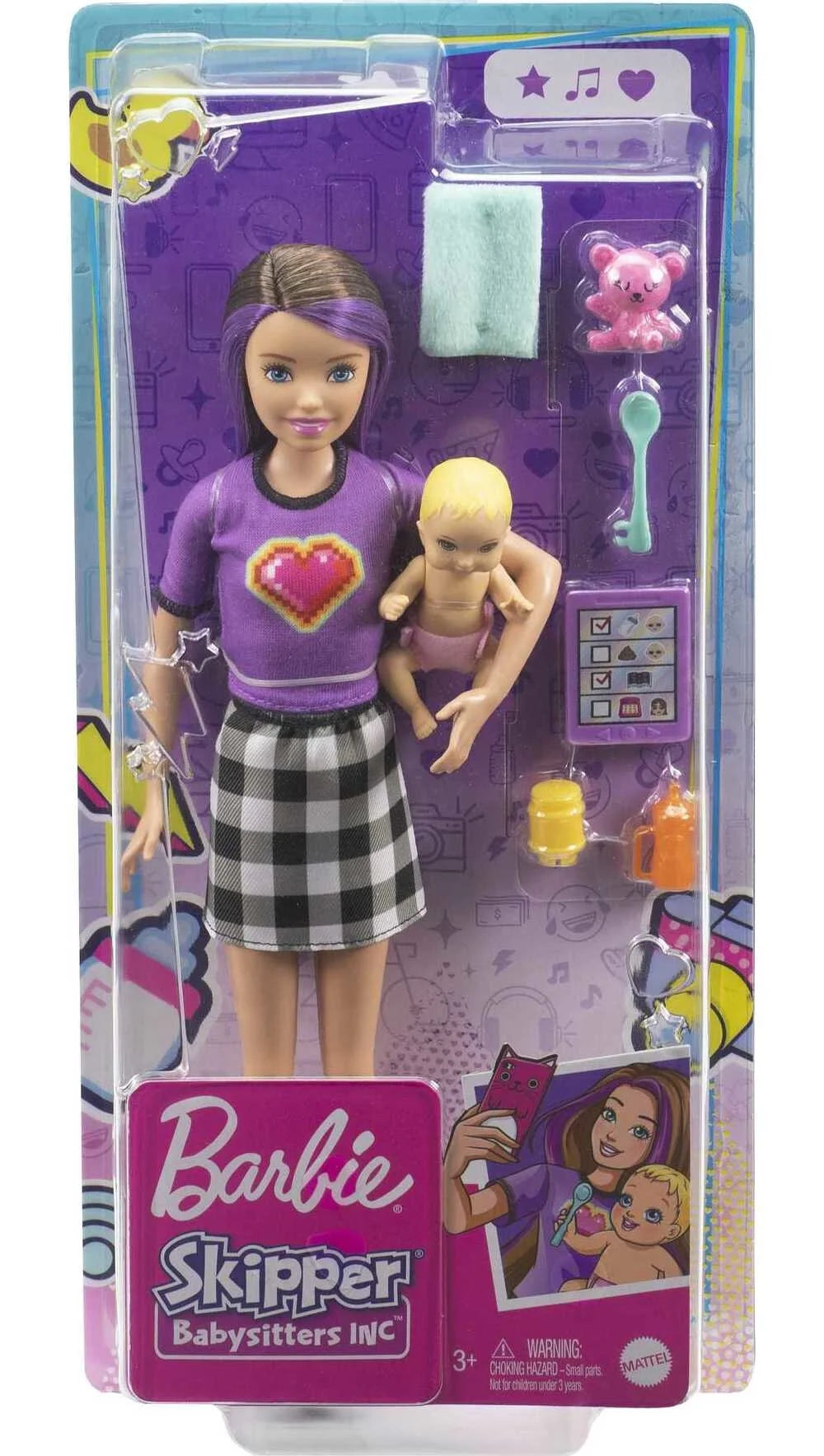 Skipper Doll in Checked Skirt, Baby Doll & 4 Themed Pieces G9715