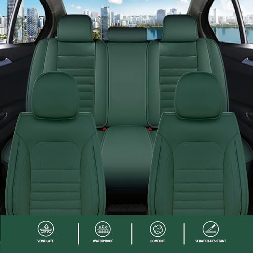 5 Seats Beige Faux Leather Seat Covers Q78121