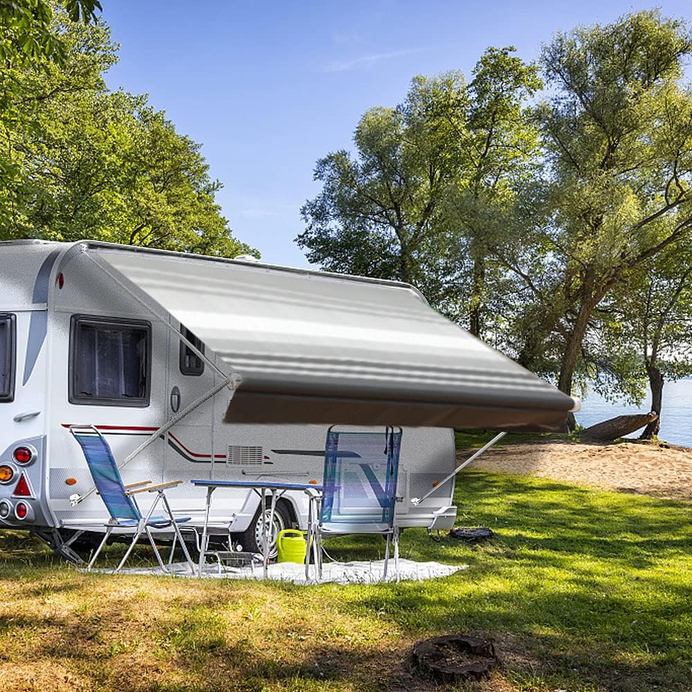 14 Feet Black Vinyl RV Awning Fabric Replacement C9613