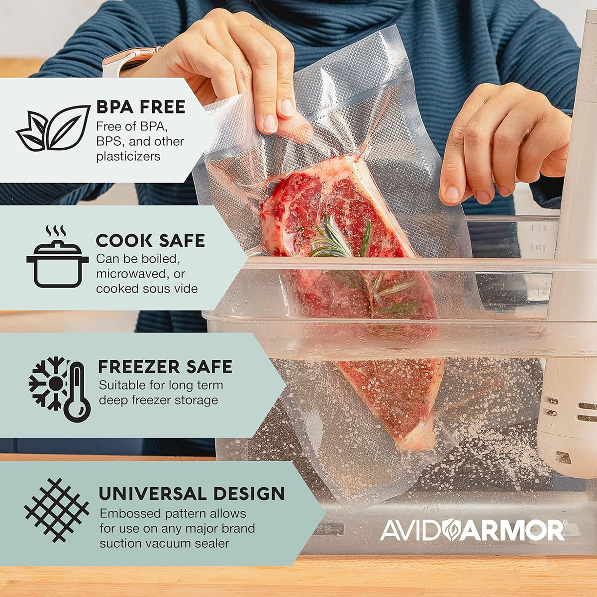 8 Inch x 50 Foot Vacuum Sealer Bags, Pack of 2 W354300
