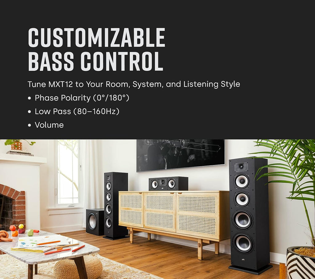 Powered Sub with 12 Dynamic Balanced Woofer & 100W Amplifier, Midnight Black S142