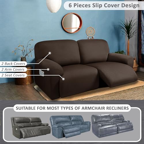 8-Pieces Dark Grey Stretch Recliner Sofa Covers Z593411