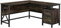 L Shape Corner Desk in Rustic Carbon Oak and Black B2200