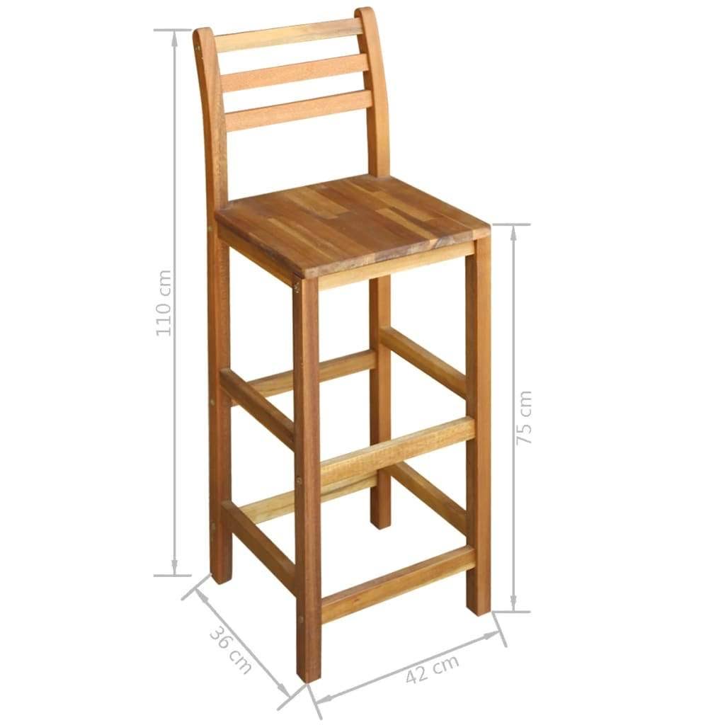 3 Pieces Solid Acacia Wood Bar Table and Chair Set A3144