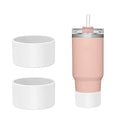 2Pcs Silicone Boot for Stanley 40 oz Quencher Tumbler & Stanley IceFlow 20oz 30oz, Protective Water Bottle Bottom Sleeve Cover (white) P64619