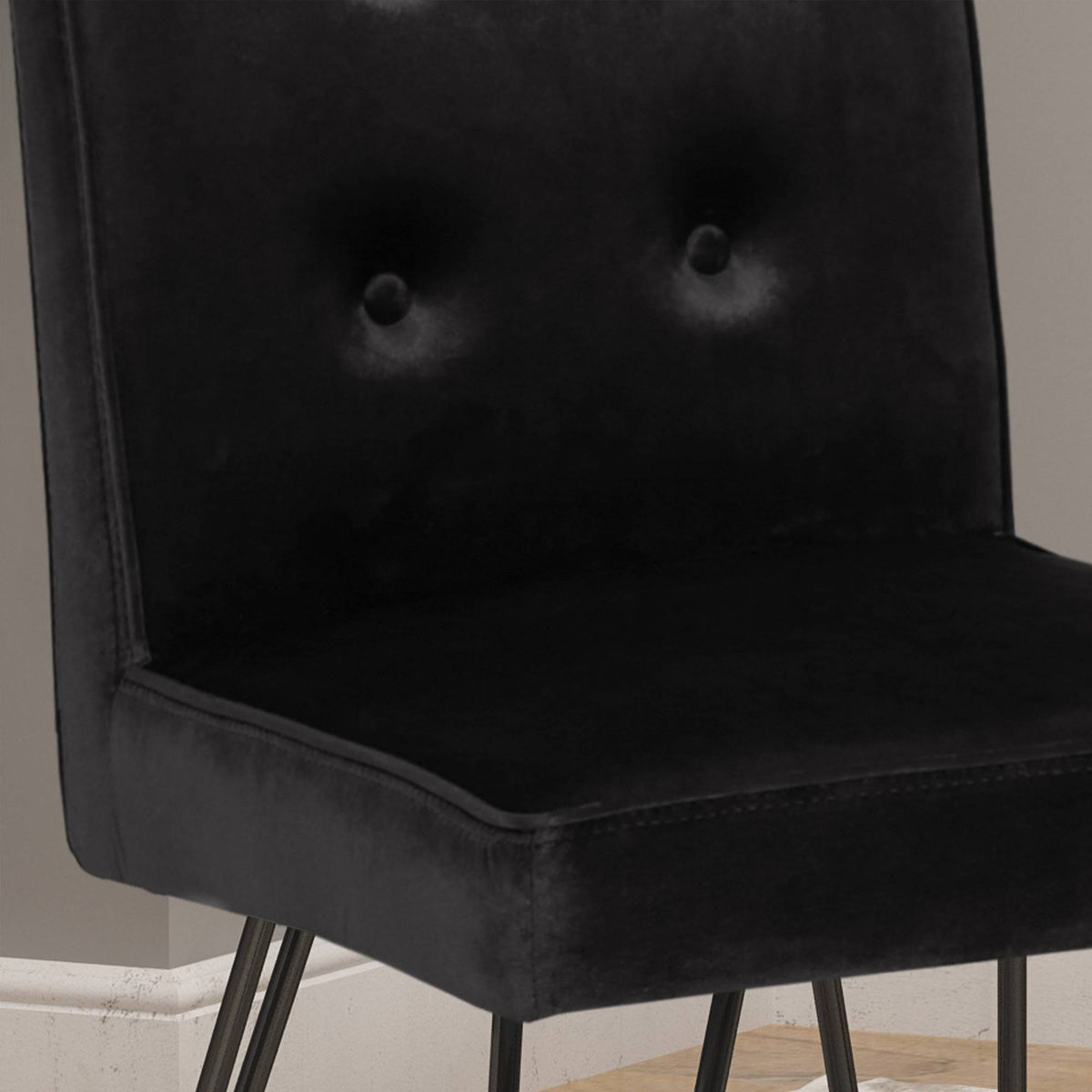 Set of 2 Tufted Velvet Dining Chairs Black I915