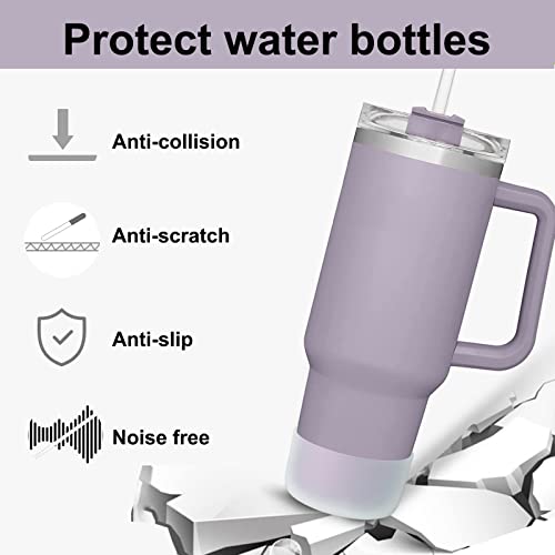 2Pcs Silicone Boot for Stanley 40 oz Quencher Tumbler & Stanley IceFlow 20oz 30oz, Protective Water Bottle Bottom Sleeve Cover (white) P64619