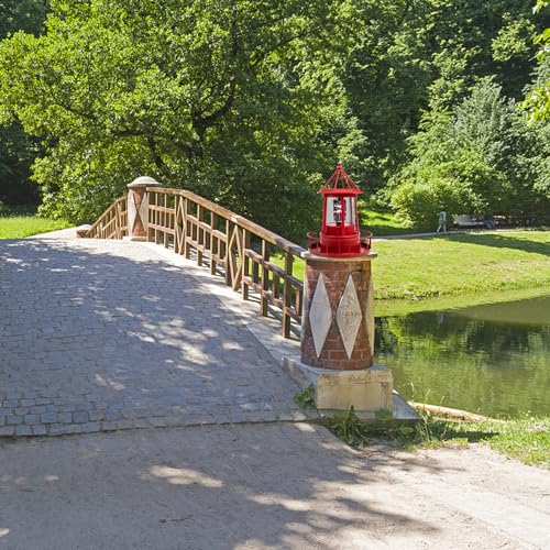 Red Solar Powered Rotating Lighthouse Lamp E95471