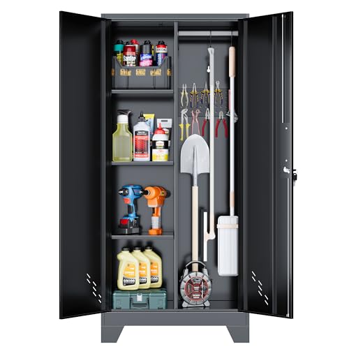 Metal Storage Cabinet with Lockable Doors and Pegboard G795