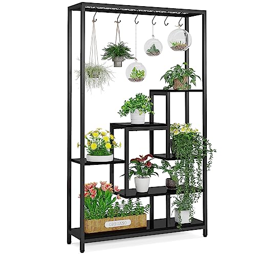5-Tier Tall Metal Plant Stand, 70.9”, Black R100603