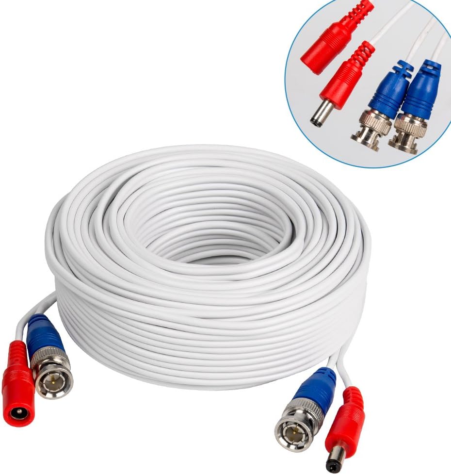 4 Pack 100FT White BNC Video and Power Security Camera Cables Y9196