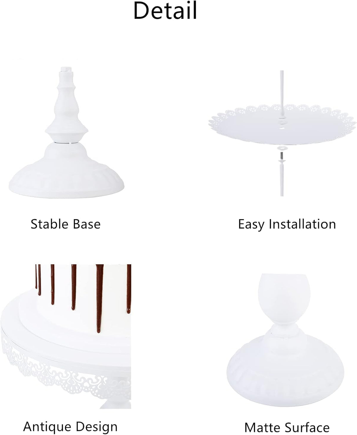 6 Pcs Metal Cake Stands Set Matte White L185371