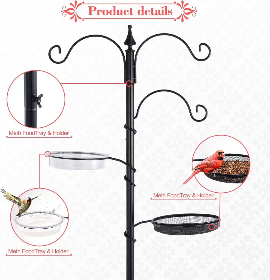 Black 77" Bird Feeder Pole with 5 Prong Base P459888