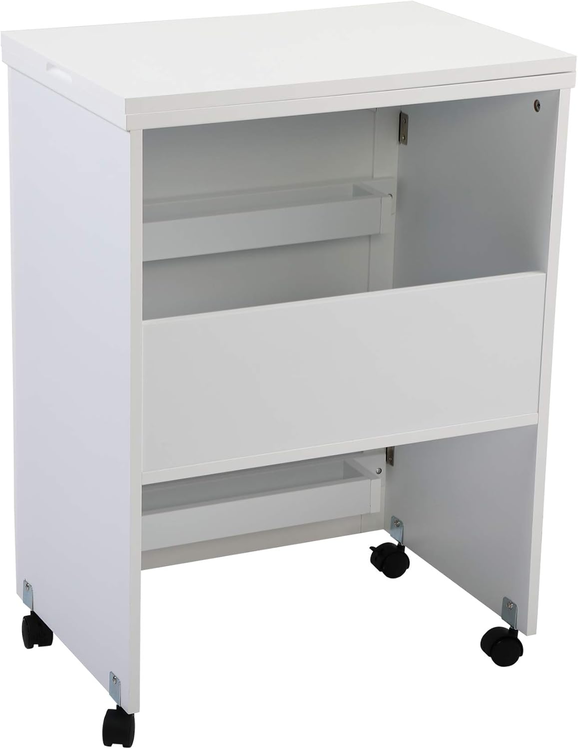 White Foldable Sewing Table with Storage T5977