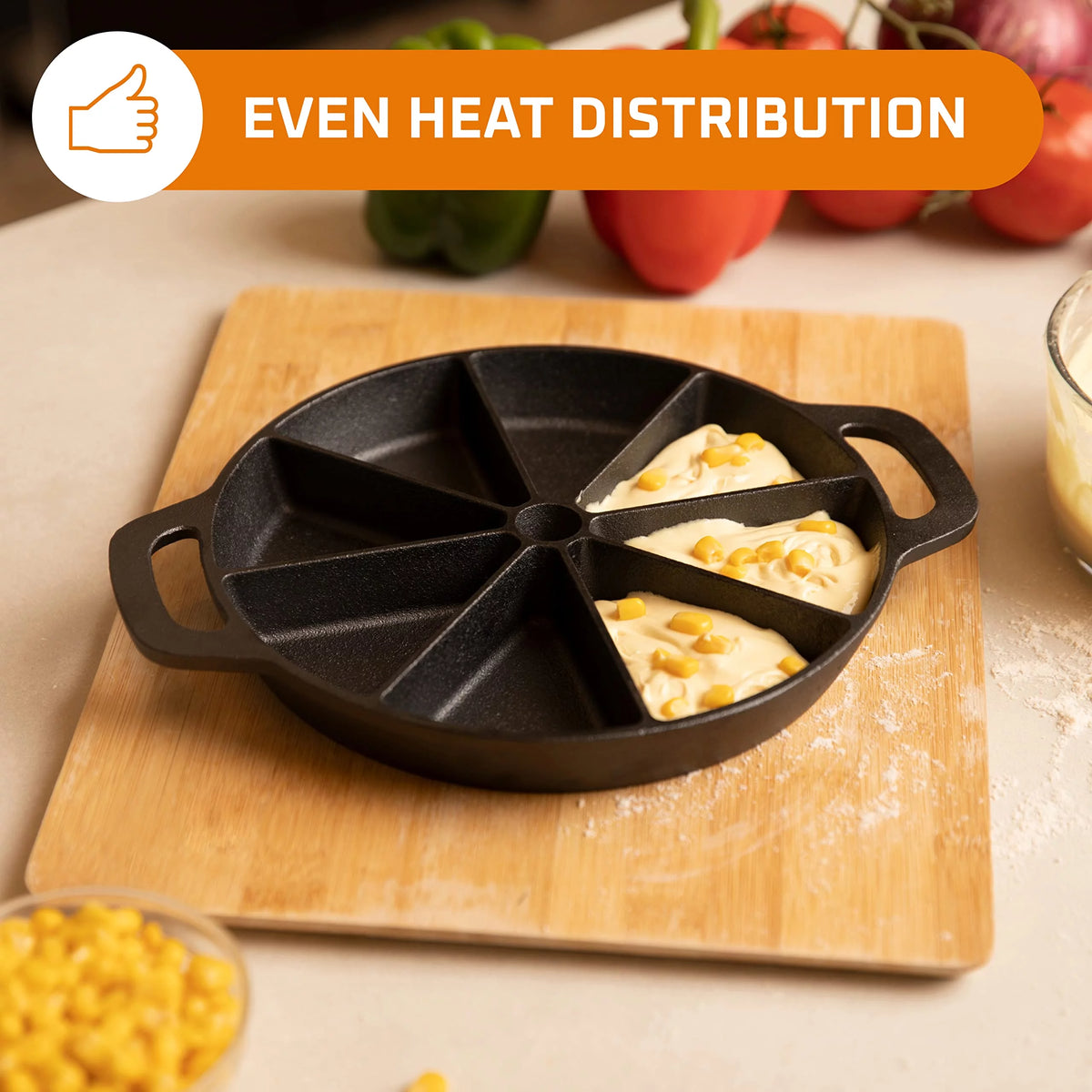 Black Cast Iron Non-Stick Biscuit & Muffin Pan R966