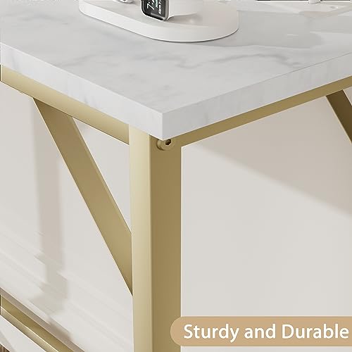 Gold Narrow Console Table with Outlets G7123