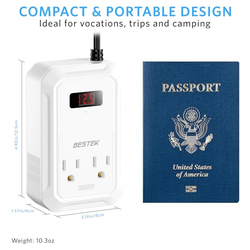 200W Car Power Inverter DC 12V to 110V AC Converter with 2 USB-C and 2 USB-QC LCD Screen Dual AC Adapter B630192